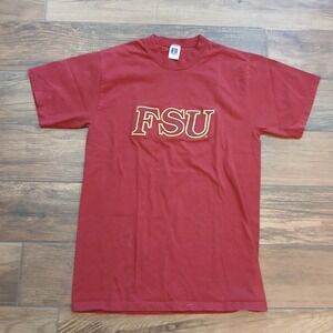 Vintage Russell Athletic Shirt Mens Medium Red FSU Florida State Embroidered USA
